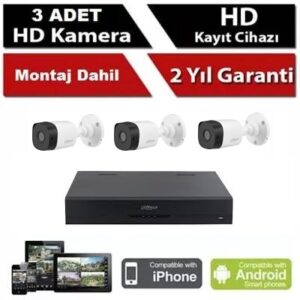 3 Kameralı Full HD Kamera Sistemi (DAHUA )